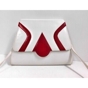 Bruno Magli Vintage Red White‎ Leather Crossbody Bag